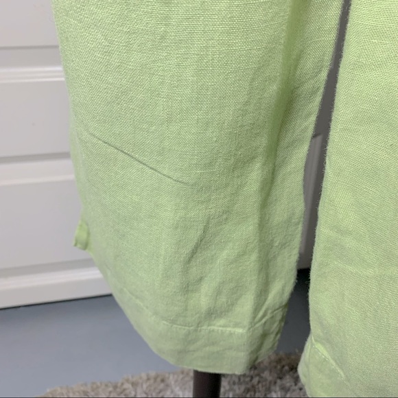 J Jill Light Green 100% linen Wide Crop Pants Side Pocket Size S petite - Picture 9 of 12